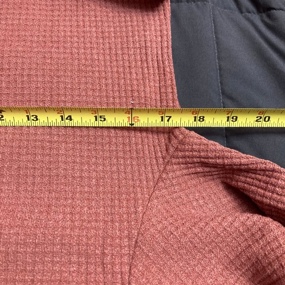 WOMEN'S V Neck Waffle Knit Henley Tops Brick Red - Picture 4 of 16